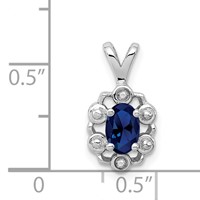 Sterling Silver Rhodium-plated Created Sapphire & Diam. Pendant view 3