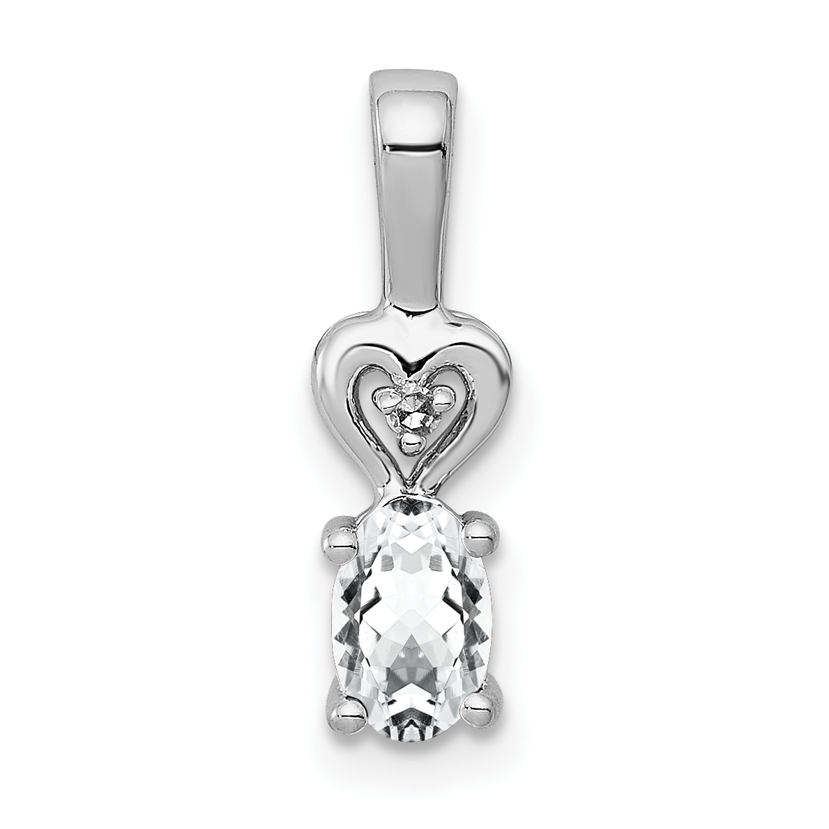 Sterling Silver Rhodium-plated White Topaz & Diam. Pendant (QBPD23APR)