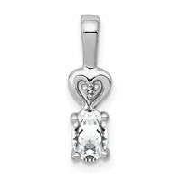 Sterling Silver Rhodium-plated White Topaz & Diam. Pendant view 1