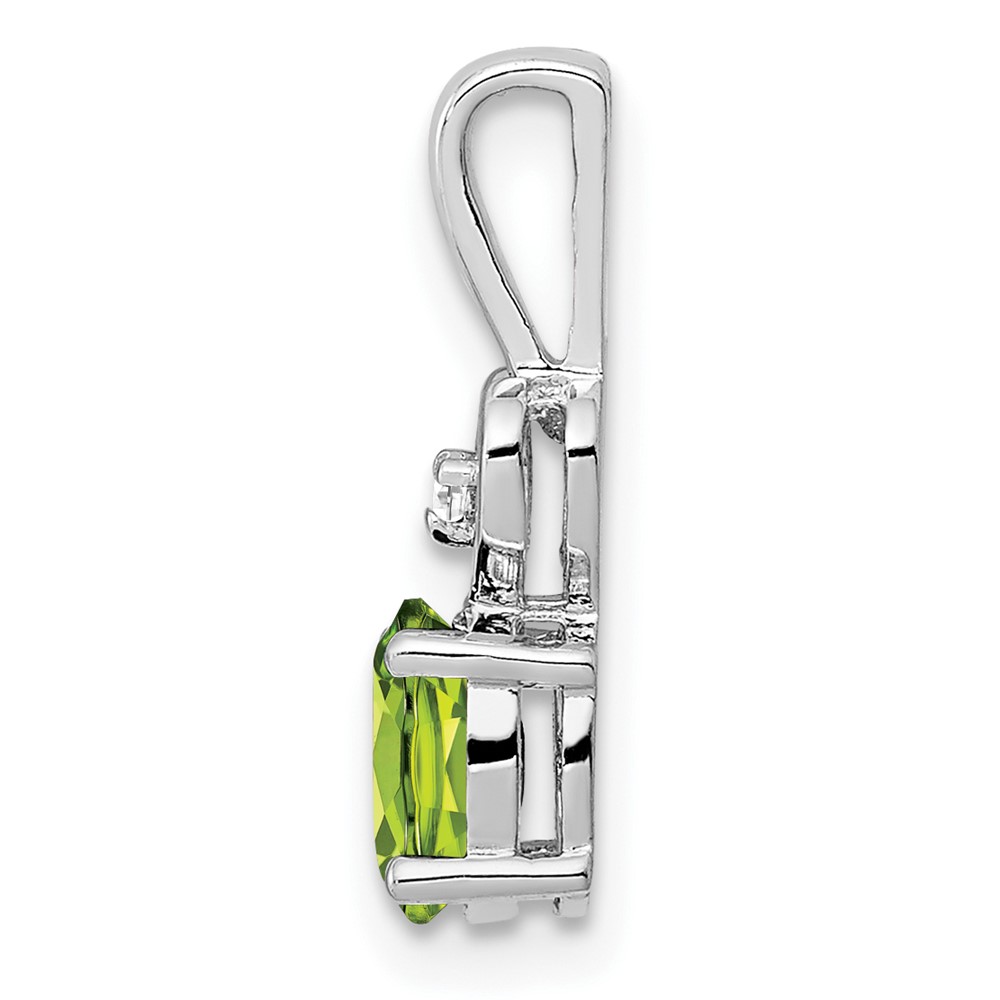 Sterling Silver Rhodium-plated Peridot & Diam. Pendant (QBPD23AUG)