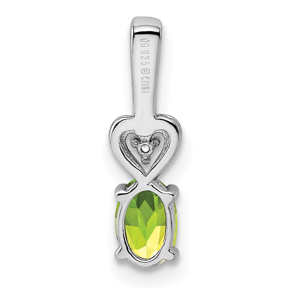Sterling Silver Rhodium-plated Peridot & Diam. Pendant (QBPD23AUG)