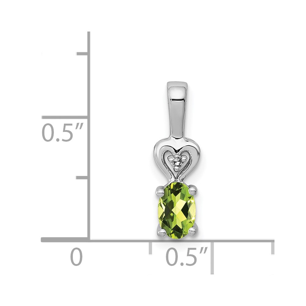 Sterling Silver Rhodium-plated Peridot & Diam. Pendant (QBPD23AUG)