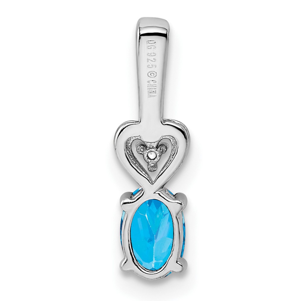 Sterling Silver Rhodium-plated Light Swiss Blue Topaz & Diam. Pendant (QBPD23DEC)