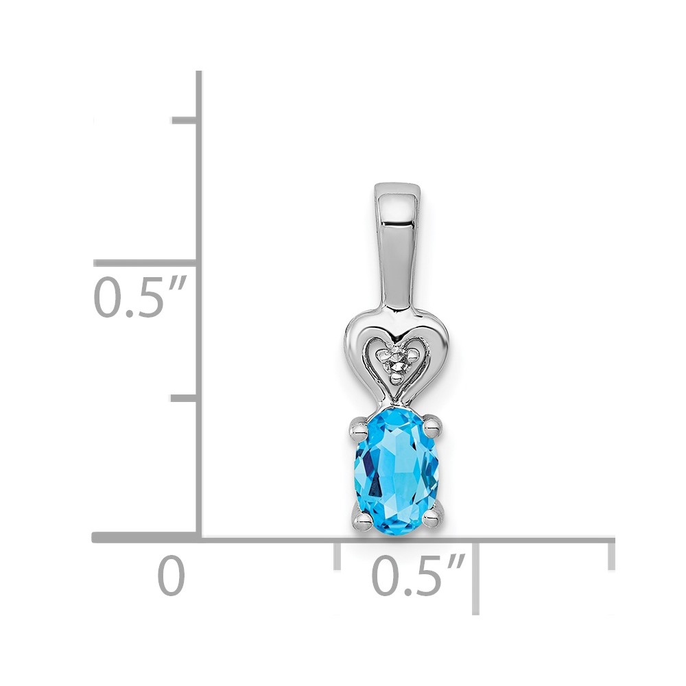Sterling Silver Rhodium-plated Light Swiss Blue Topaz & Diam. Pendant (QBPD23DEC)