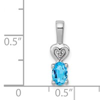 Sterling Silver Rhodium-plated Light Swiss Blue Topaz & Diam. Pendant view 3