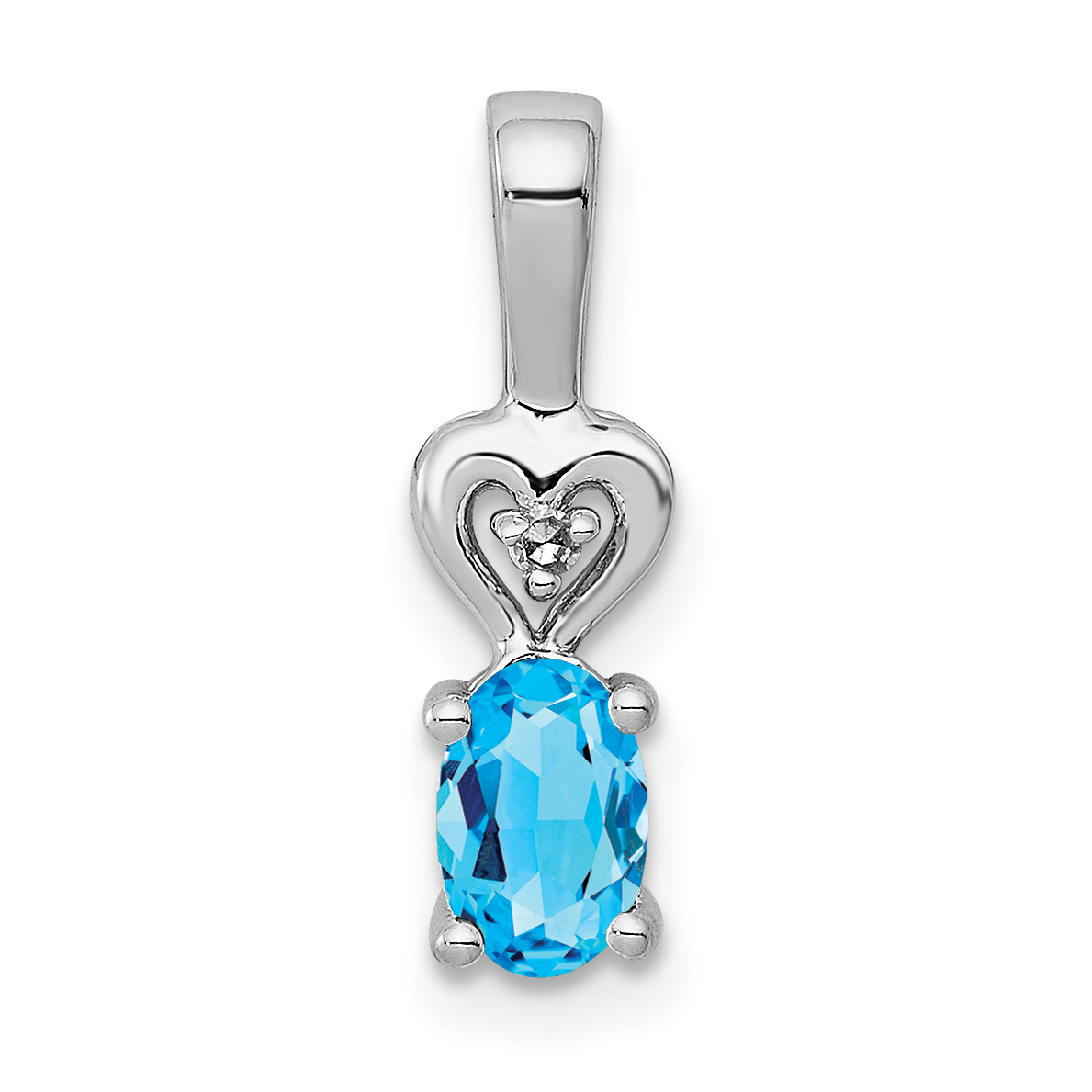 Sterling Silver Rhodium-plated Light Swiss Blue Topaz & Diam. Pendant (QBPD23DEC)