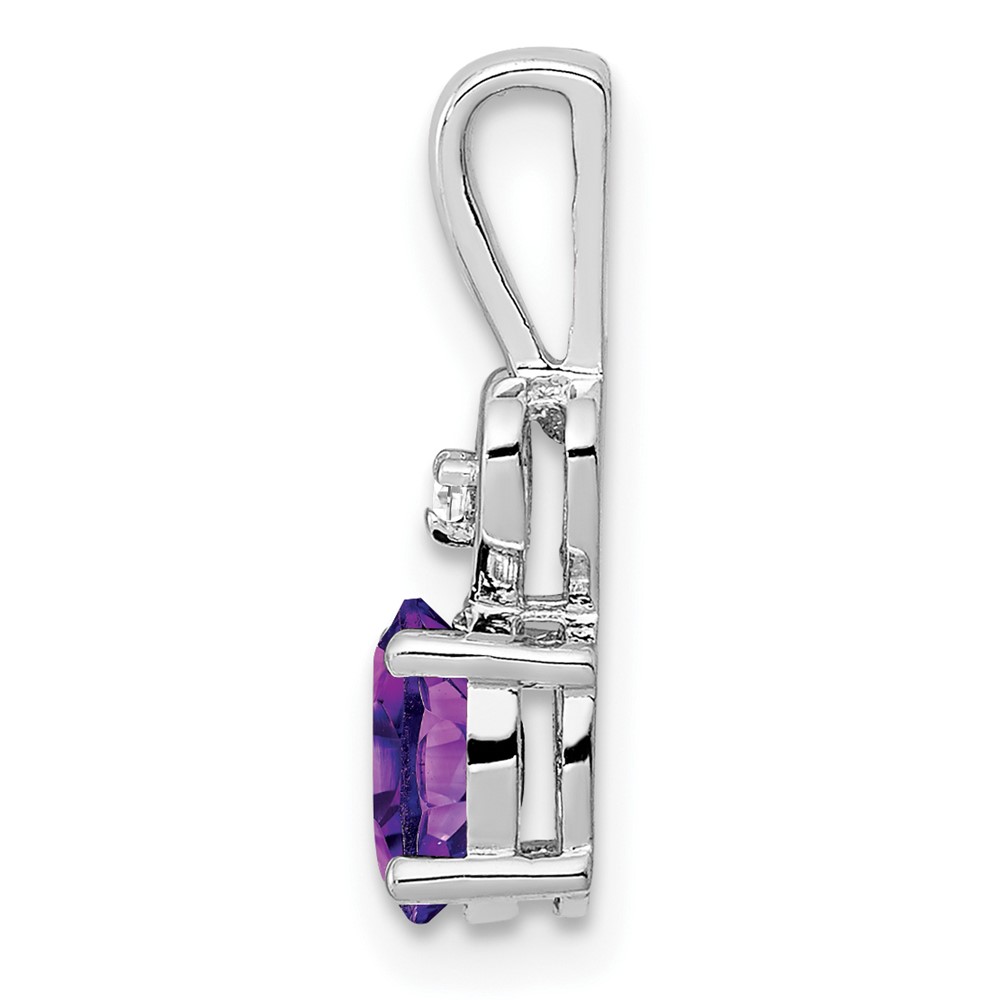Sterling Silver Rhodium-plated Amethyst & Diam. Pendant (QBPD23FEB)