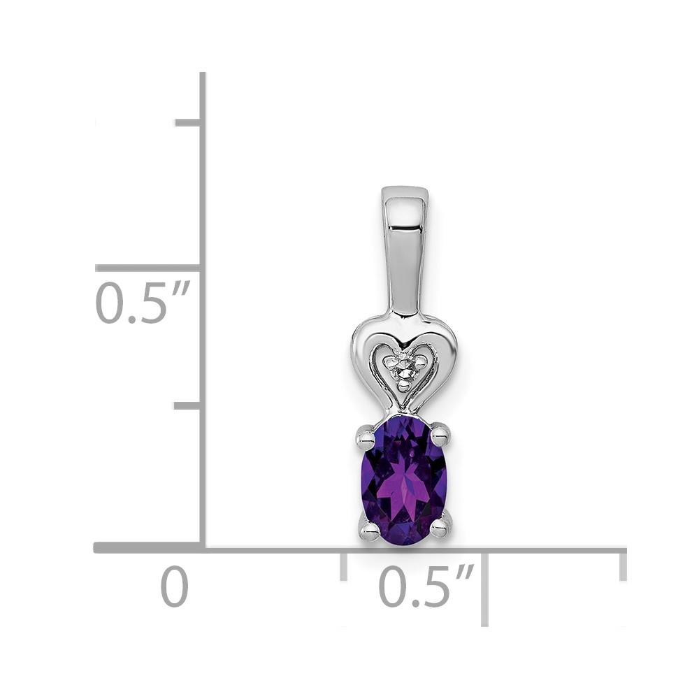 Sterling Silver Rhodium-plated Amethyst & Diam. Pendant (QBPD23FEB)