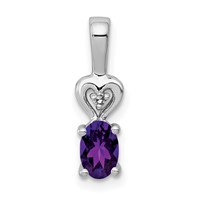 Sterling Silver Rhodium-plated Amethyst & Diam. Pendant view 1