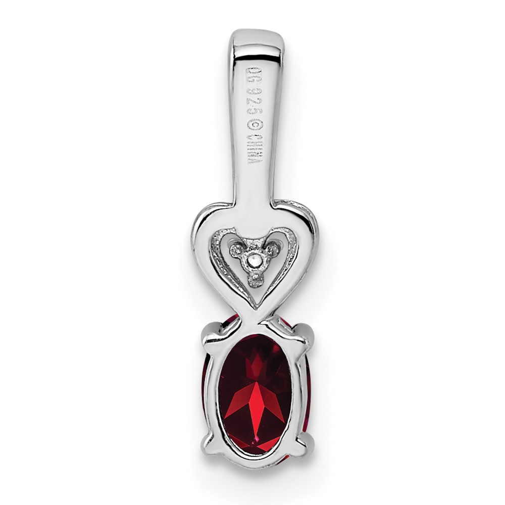 Sterling Silver Rhodium-plated Garnet & Diam. Pendant (QBPD23JAN)