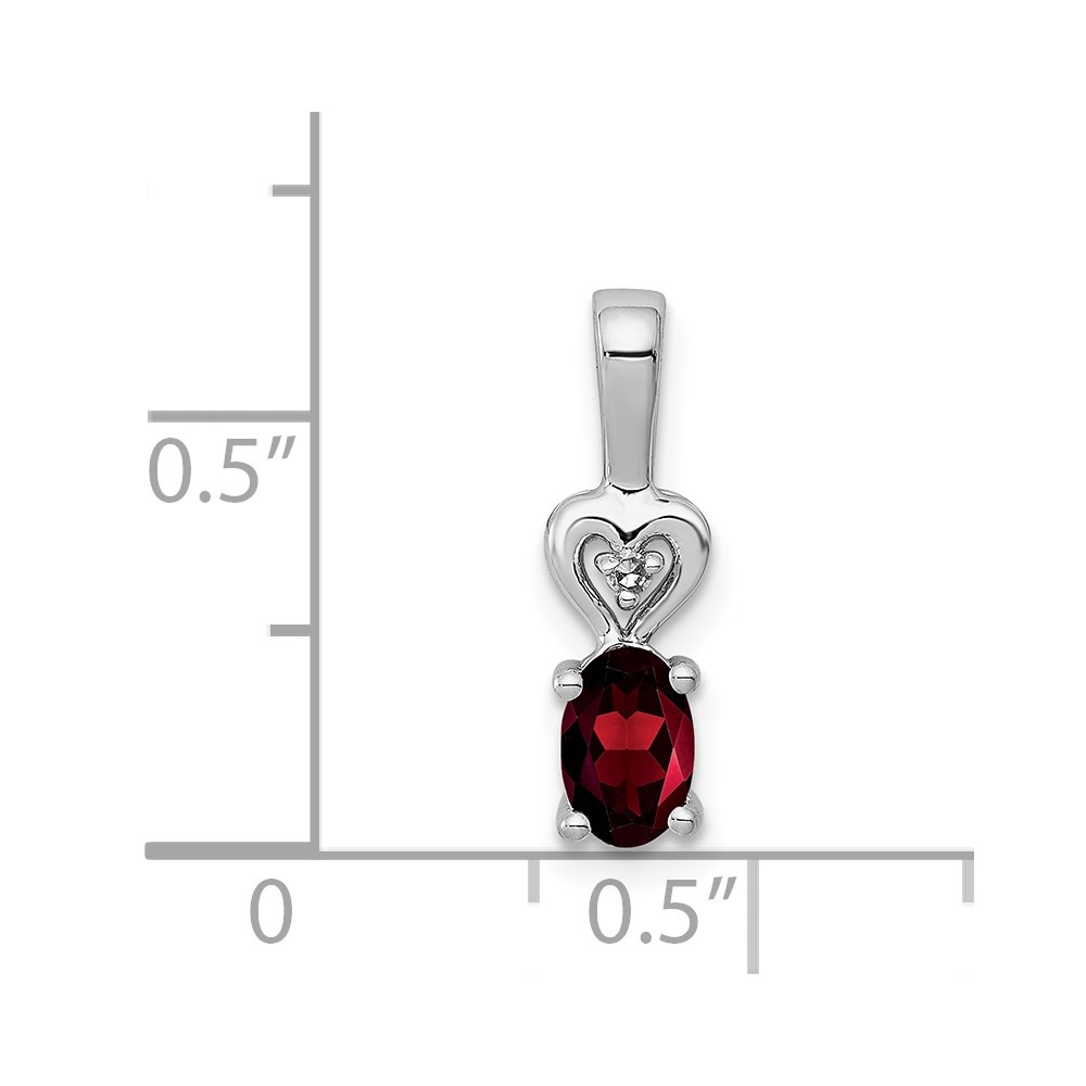 Sterling Silver Rhodium-plated Garnet & Diam. Pendant (QBPD23JAN)