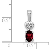 Sterling Silver Rhodium-plated Garnet & Diam. Pendant view 3