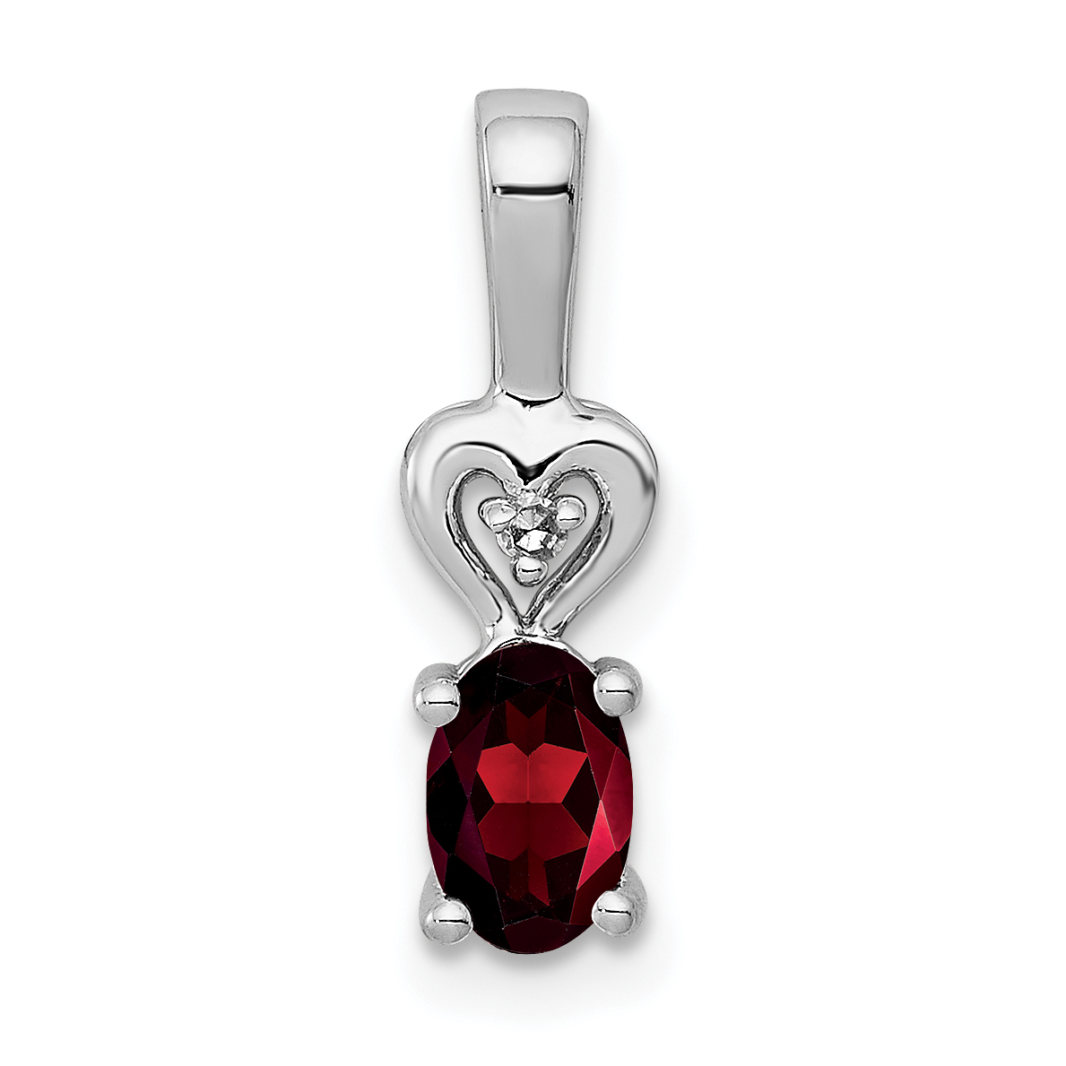 Sterling Silver Rhodium-plated Garnet & Diam. Pendant (QBPD23JAN)