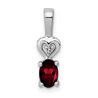 Sterling Silver Rhodium-plated Garnet & Diam. Pendant view 1