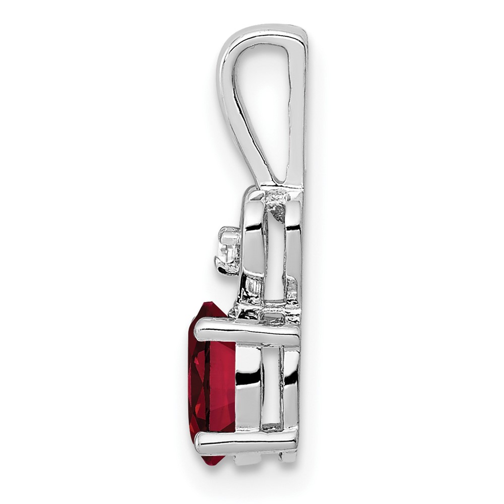 Sterling Silver Rhodium-plated Created Ruby & Diam. Pendant (QBPD23JUL)