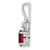 Sterling Silver Rhodium-plated Created Ruby & Diam. Pendant view 2