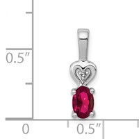Sterling Silver Rhodium-plated Created Ruby & Diam. Pendant view 4