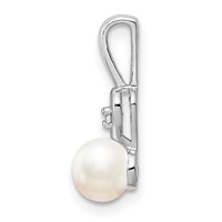 Sterling Silver Rhodium-plated FW Cultured Pearl & Diam. Pendant view 2