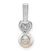Sterling Silver Rhodium-plated FW Cultured Pearl & Diam. Pendant view 4