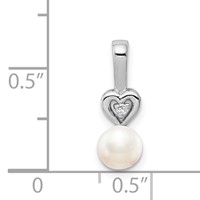 Sterling Silver Rhodium-plated FW Cultured Pearl & Diam. Pendant view 3