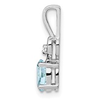 Sterling Silver Rhodium-plated Aquamarine & Diam. Pendant view 2