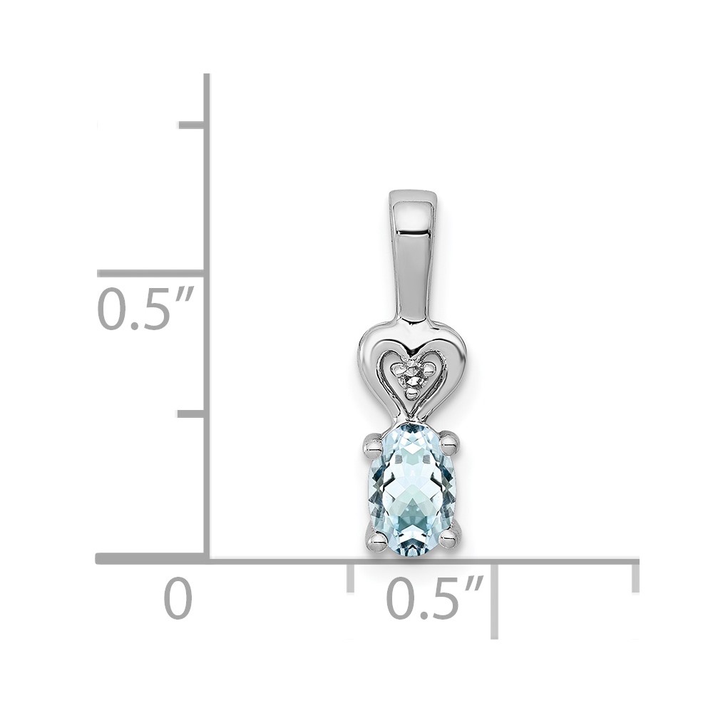 Sterling Silver Rhodium-plated Aquamarine & Diam. Pendant (QBPD23MAR)