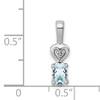 Sterling Silver Rhodium-plated Aquamarine & Diam. Pendant view 3