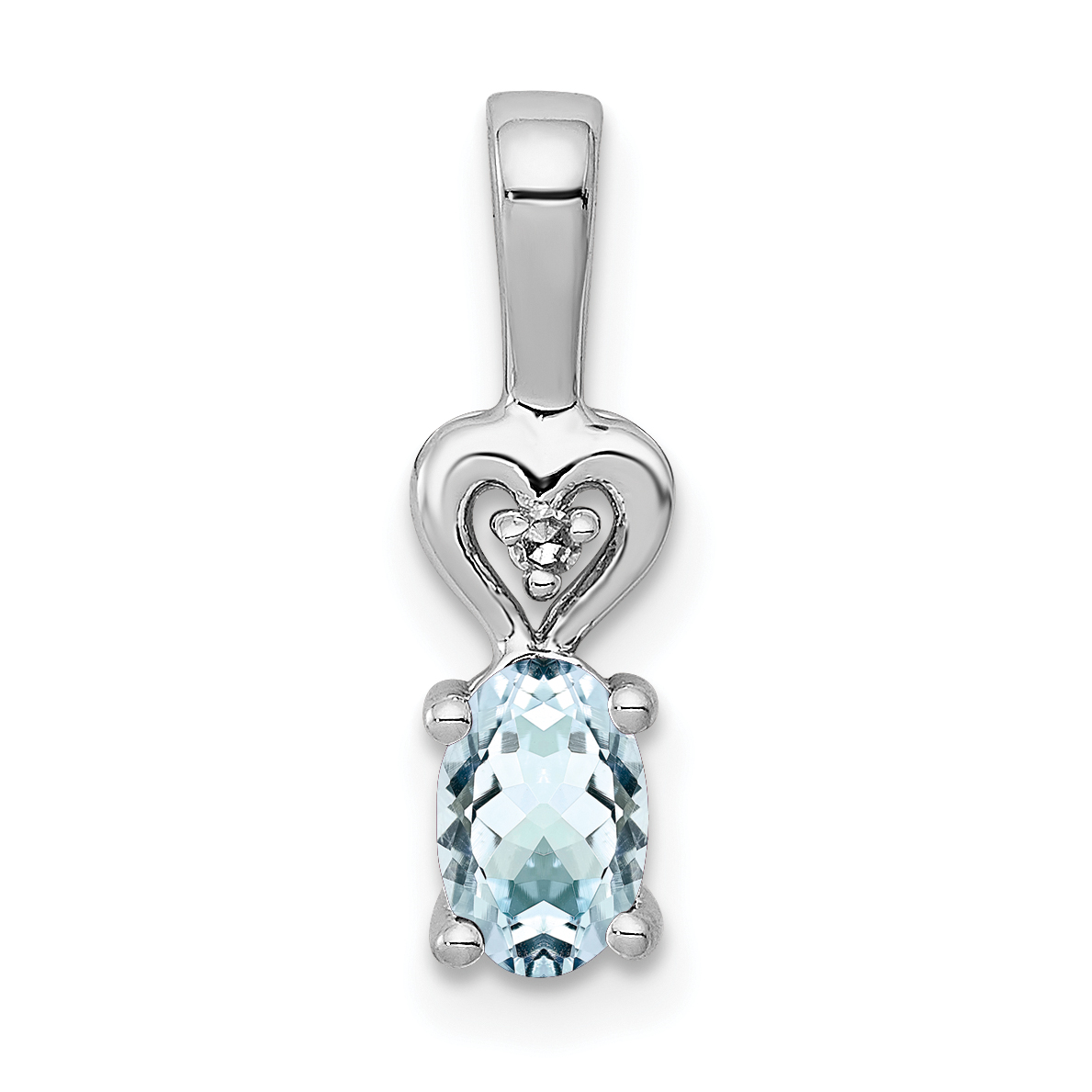 Sterling Silver Rhodium-plated Aquamarine & Diam. Pendant (QBPD23MAR)