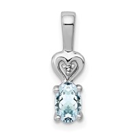 Sterling Silver Rhodium-plated Aquamarine & Diam. Pendant view 1