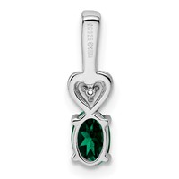 Sterling Silver Rhodium-plated Created Emerald & Diam. Pendant view 4