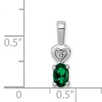Sterling Silver Rhodium-plated Created Emerald & Diam. Pendant view 3