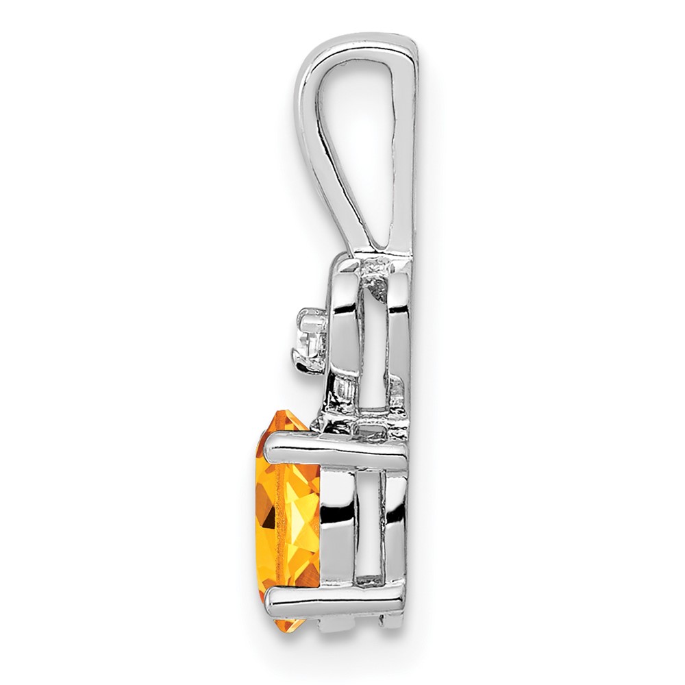 Sterling Silver Rhodium-plated Citrine & Diam. Pendant (QBPD23NOV)