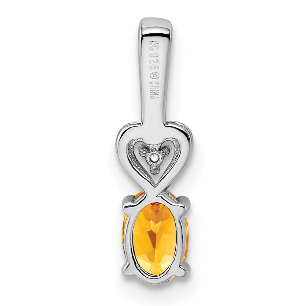 Sterling Silver Rhodium-plated Citrine & Diam. Pendant (QBPD23NOV)