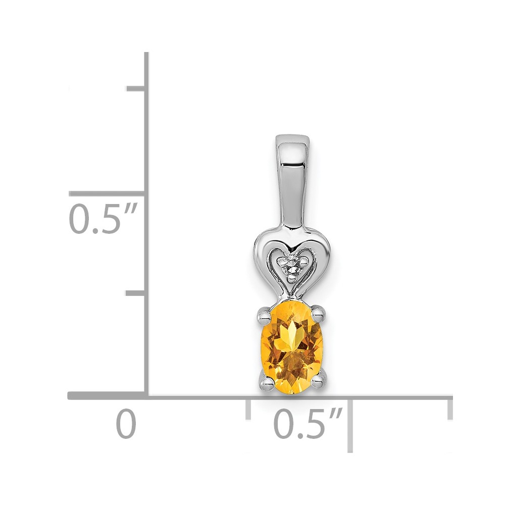 Sterling Silver Rhodium-plated Citrine & Diam. Pendant (QBPD23NOV)