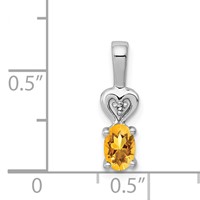 Sterling Silver Rhodium-plated Citrine & Diam. Pendant view 3