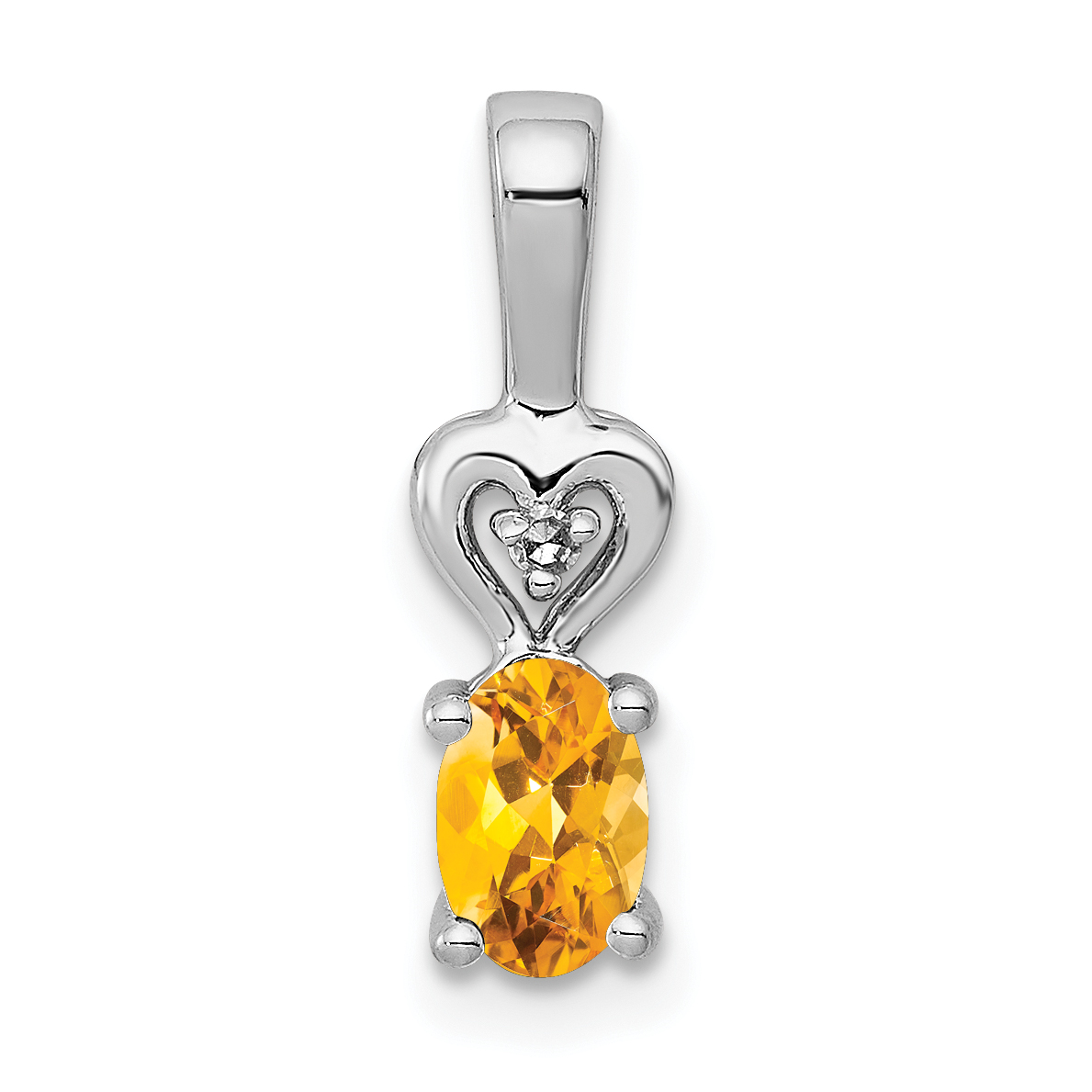Sterling Silver Rhodium-plated Citrine & Diam. Pendant (QBPD23NOV)