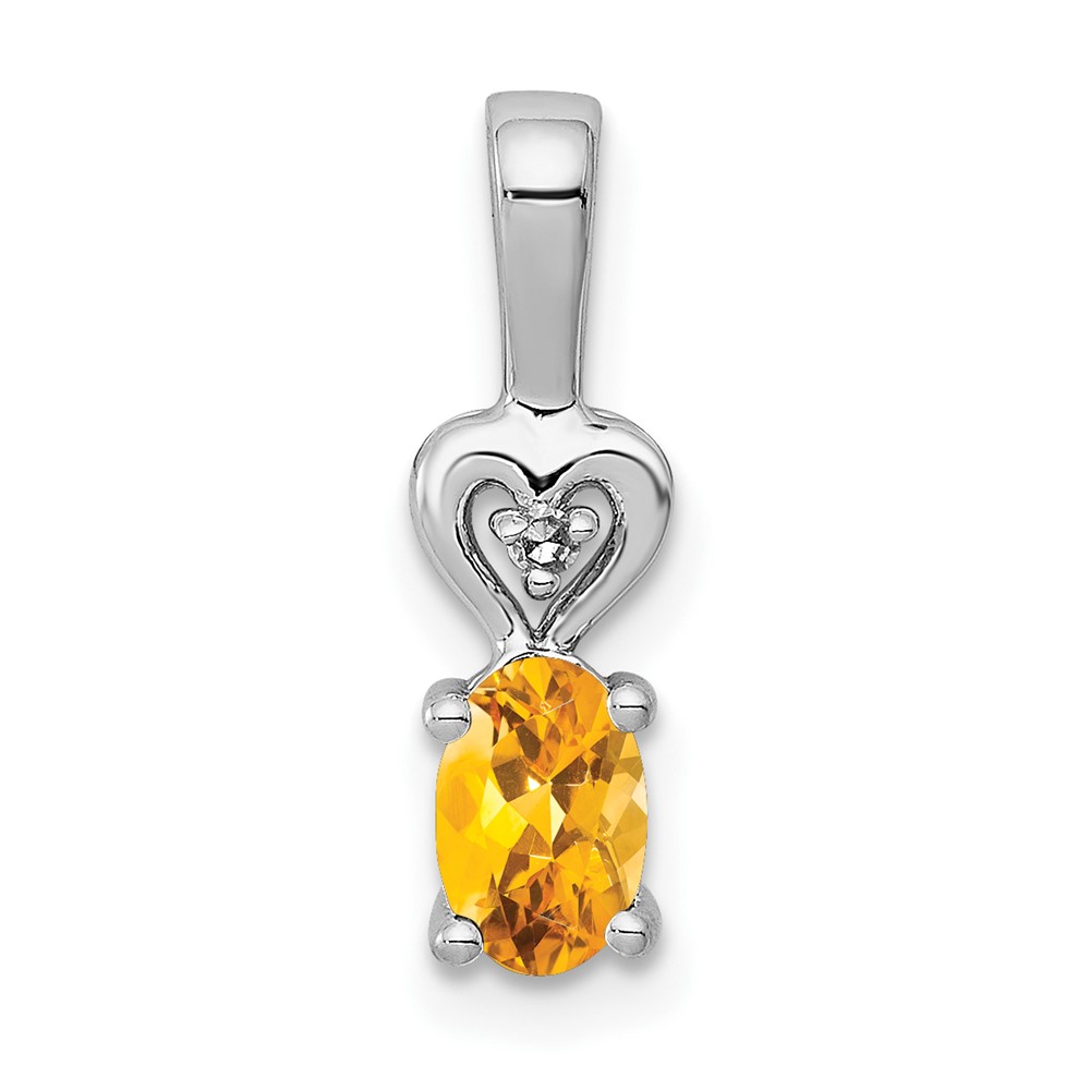 Sterling Silver Rhodium-plated Citrine & Diam. Pendant (QBPD23NOV)