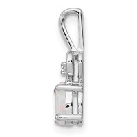 Sterling Silver Rhodium-plated Created Opal & Diam. Pendant view 2