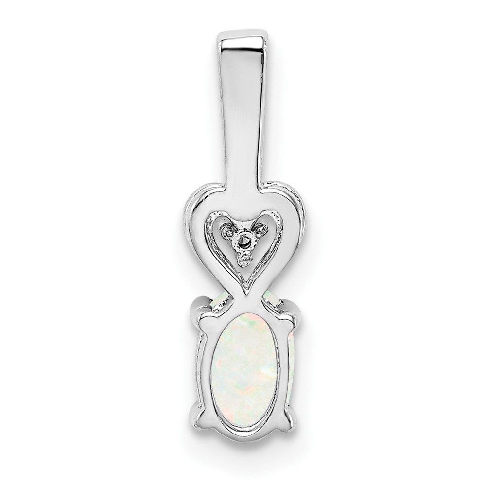 Sterling Silver Rhodium-plated Created Opal & Diam. Pendant (QBPD23OCT)