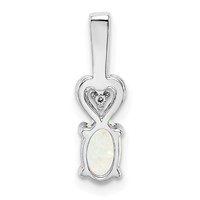 Sterling Silver Rhodium-plated Created Opal & Diam. Pendant view 4
