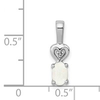 Sterling Silver Rhodium-plated Created Opal & Diam. Pendant view 3