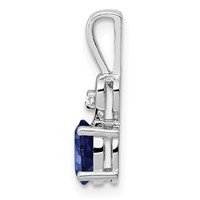 Sterling Silver Rhodium-plated Created Sapphire & Diam. Pendant view 2
