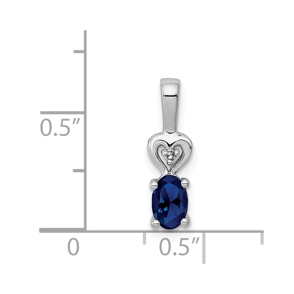 Sterling Silver Rhodium-plated Created Sapphire & Diam. Pendant (QBPD23SEP)