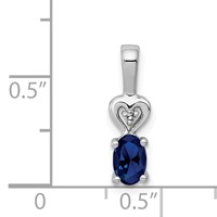 Sterling Silver Rhodium-plated Created Sapphire & Diam. Pendant view 3