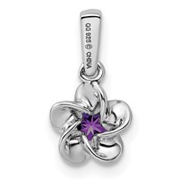 Sterling Silver Rhodium-plated Floral Amethyst Petite Pendant view 3