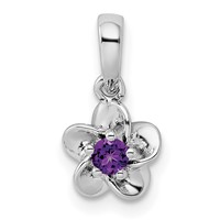 Sterling Silver Rhodium-plated Floral Amethyst Petite Pendant view 1