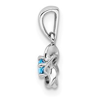 Sterling Silver Rhodium-plated Floral Blue Topaz Petite Pendant view 2
