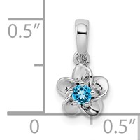 Sterling Silver Rhodium-plated Floral Blue Topaz Petite Pendant view 4