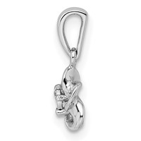 Sterling Silver Rhodium-plated Floral Diamond Dainty Pendant view 2