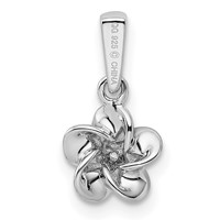Sterling Silver Rhodium-plated Floral Diamond Dainty Pendant view 3
